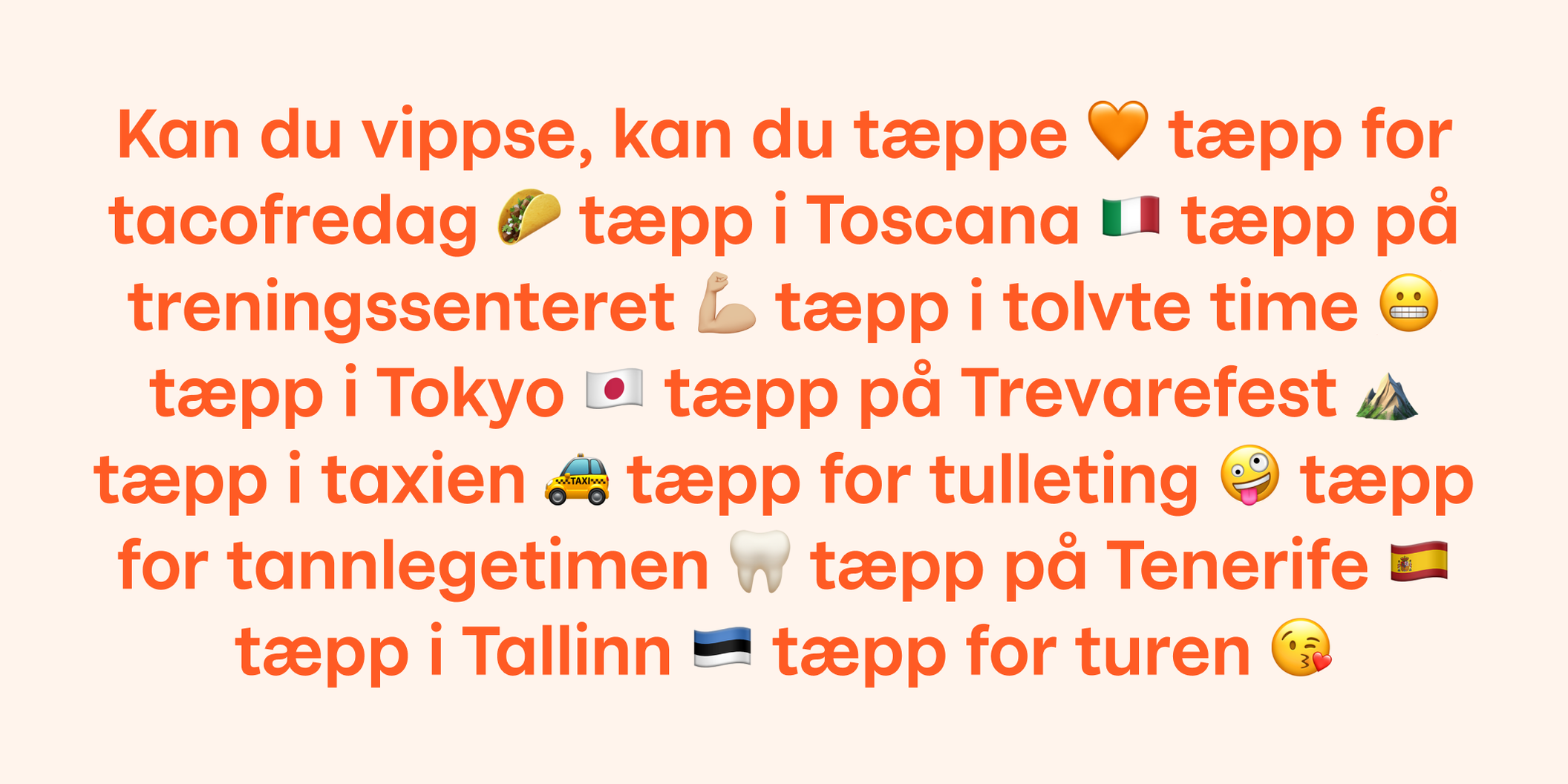 tæpp med vipps i hele verden